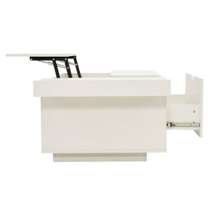 Minimalist White Lift Up Coffee Table – Wooden Tea Table with Storage Drawer
