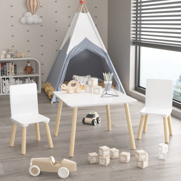 Children’s Wooden Table & Chair Set – Kids Activity Table with 2 Chairs