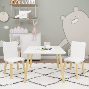 Children’s Wooden Table & Chair Set – Kids Activity Table with 2 Chairs