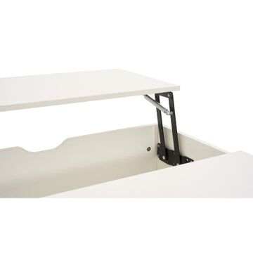Minimalist White Lift Up Coffee Table – Wooden Tea Table with Storage Drawer